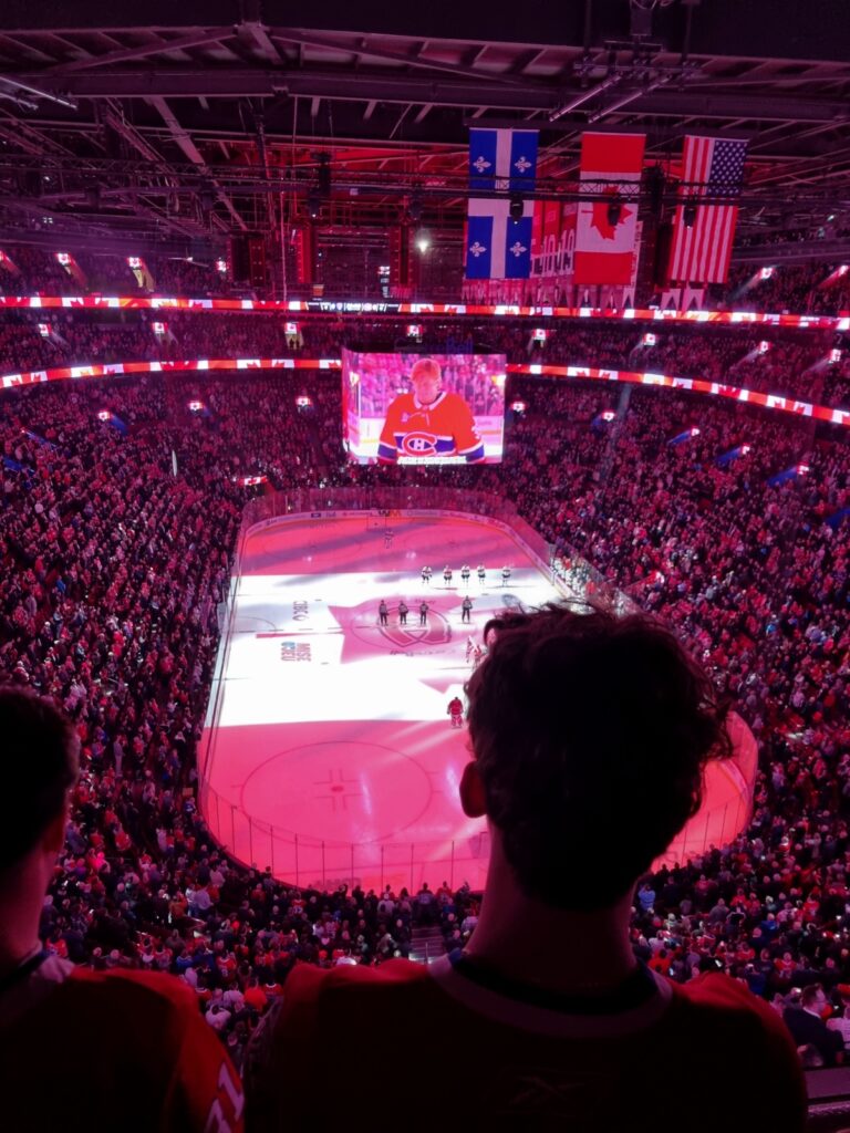 Canadian National Anthem at a hockey game in Center Bell in Montreal