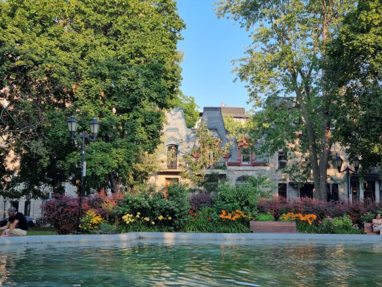 Park in Le plateau in Montreal in summer