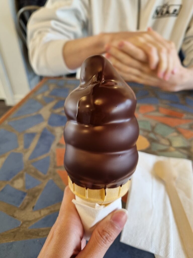 Hard chocolate ice cream from Orleans island's chocolate shop