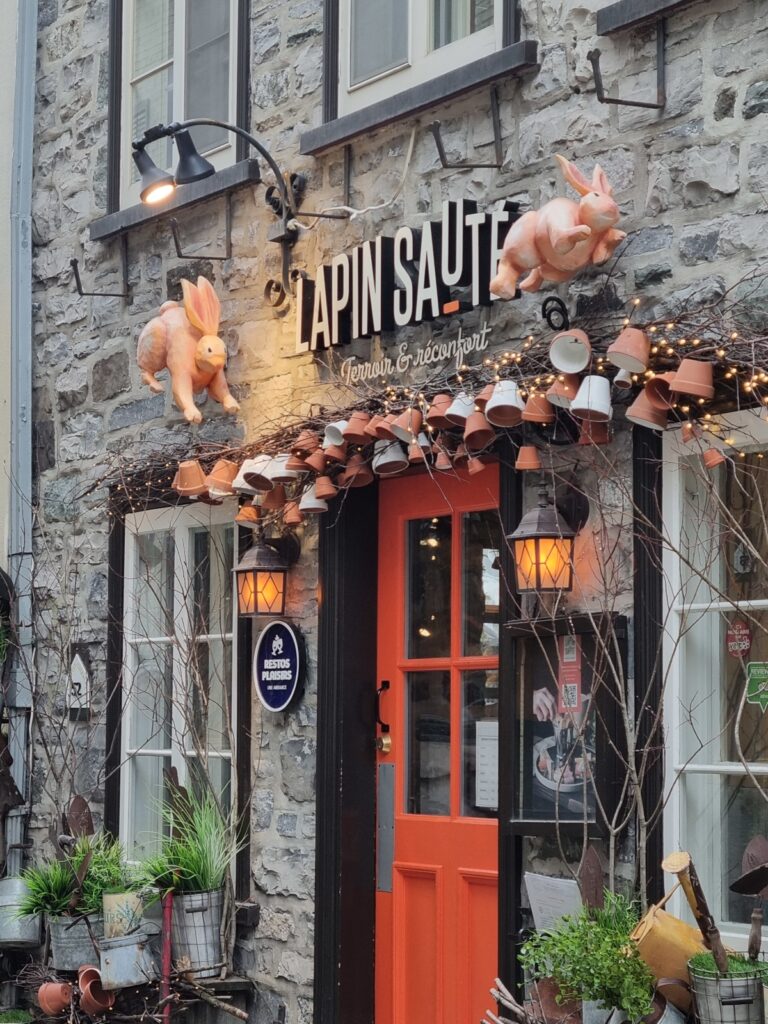 Lapin saute restaurant in petit champlain street in Quebec
