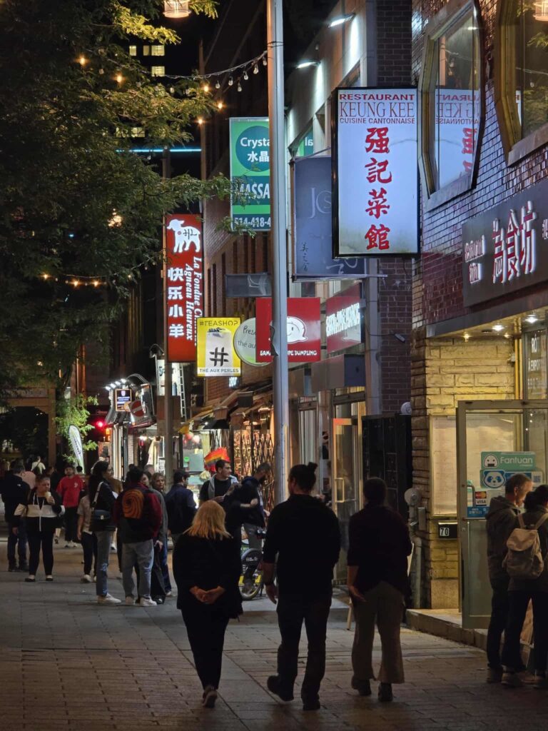 Street of Montreal Chinatown at night