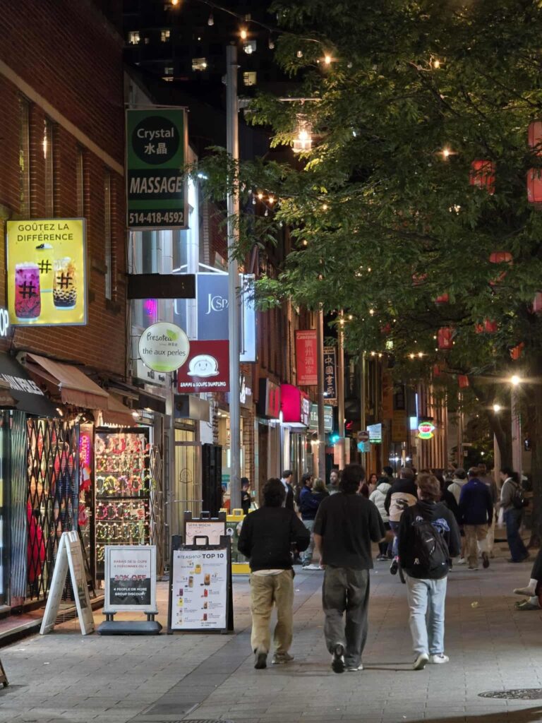 Street of Montreal Chinatown at night